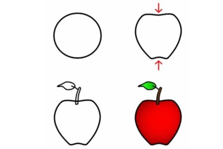 Яблоко пошаговое рисование