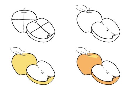 Поэтапное рисование фруктов для детей