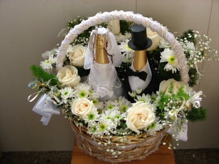 Корзина с цветами на свадьбу